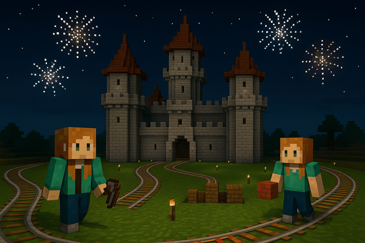 Impressive castle build in Minecraft demonstrating goal-setting and achievement